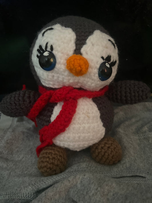 A crocheted penguin